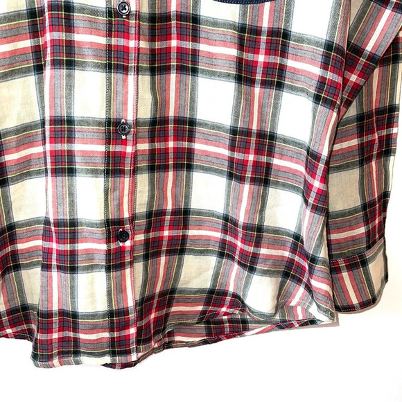 Rails 100% Cotton Cream & Red Plaid Print Button Down Shirt Small Women’s - Picture 6 of 13